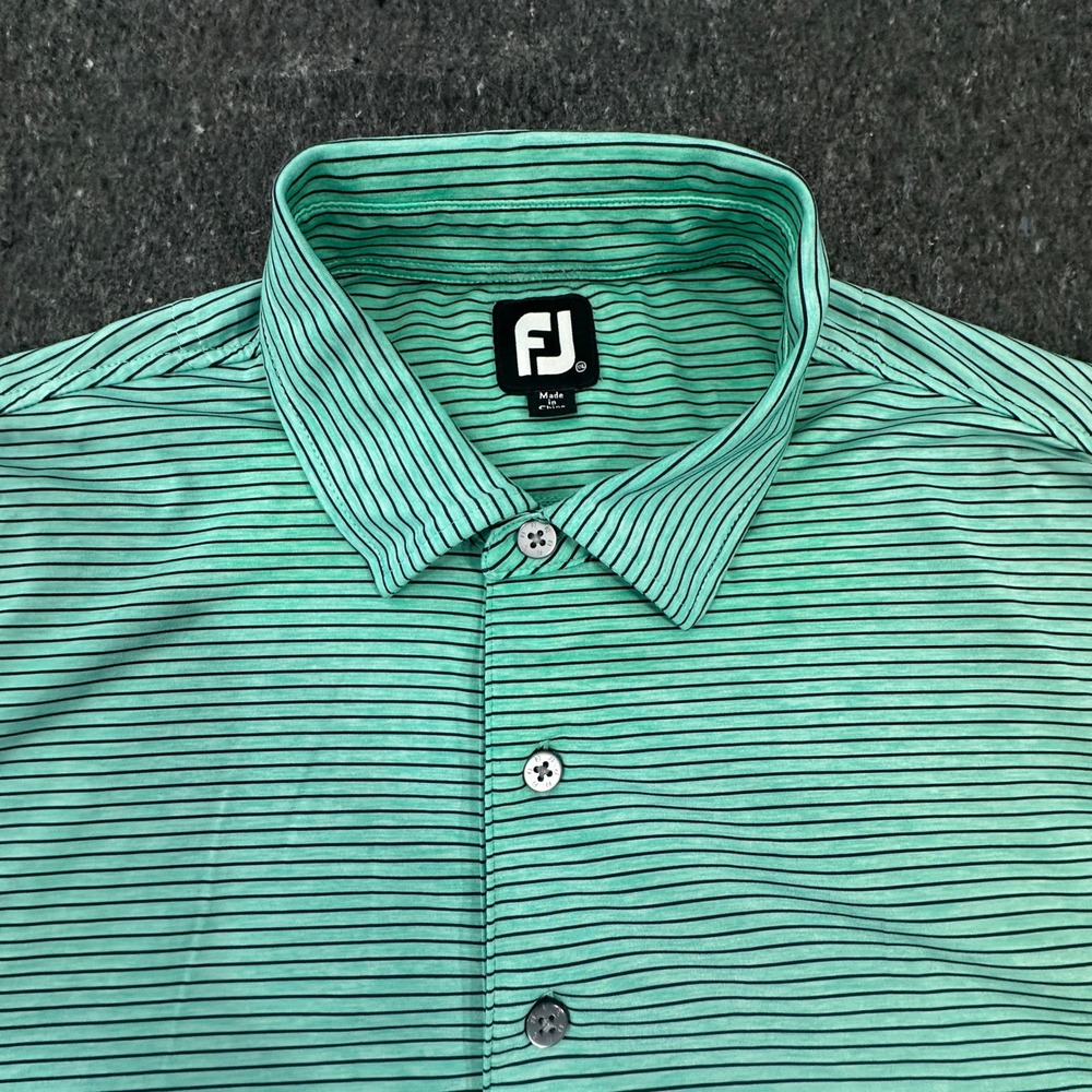 FootJoy Polo Shirt Mens XXL Green Striped Short Sleeve Performance 27420 - Picture 6 of 16